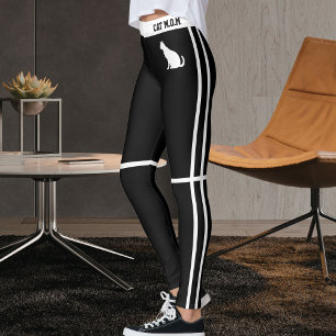 Leggings Rayures noires et blanches personnalisées pour mam
