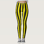 Leggings Rayures noires et jaunes verticales (Devant)