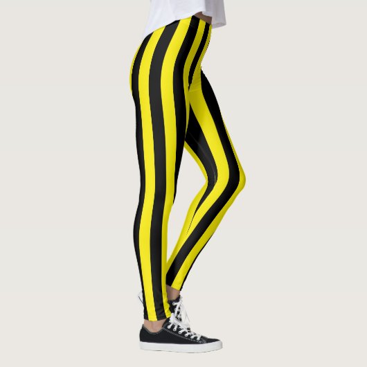 Leggings Rayures noires et jaunes verticales (Droite)