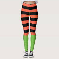Rayures noires et orange, bas vert, Halloween amus