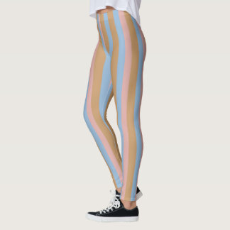 Leggings Rayures Ocres, Roses et Bleues