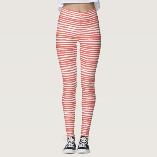 Leggings Rayures orange, lignes (Devant)