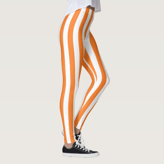Leggings Rayures oranges et blanches verticales (Droite)