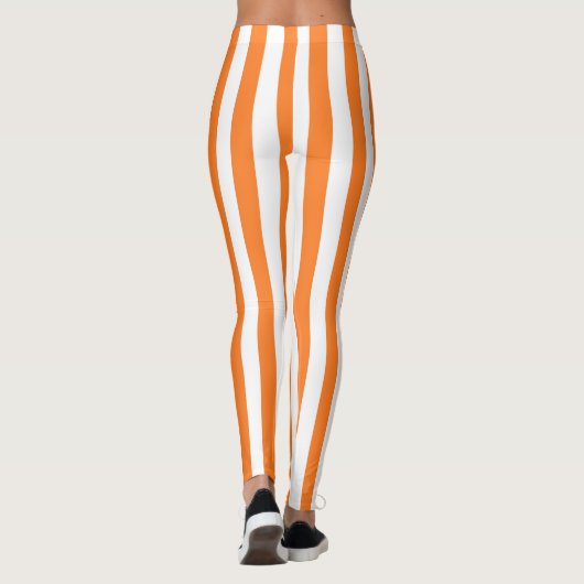 Leggings Rayures oranges et blanches verticales (Dos)