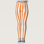 Leggings Rayures oranges et blanches verticales (Devant)