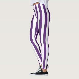 Leggings Rayures pourpres et blanches verticales