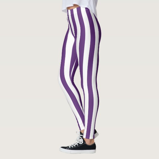 Leggings Rayures pourpres et blanches verticales (Gauche)