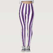 Leggings Rayures pourpres et blanches verticales (Devant)