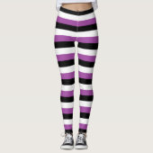 Leggings Rayures pourpres, noires, blanches (Devant)