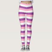 Leggings Rayures pourpres, roses et blanches (Devant)