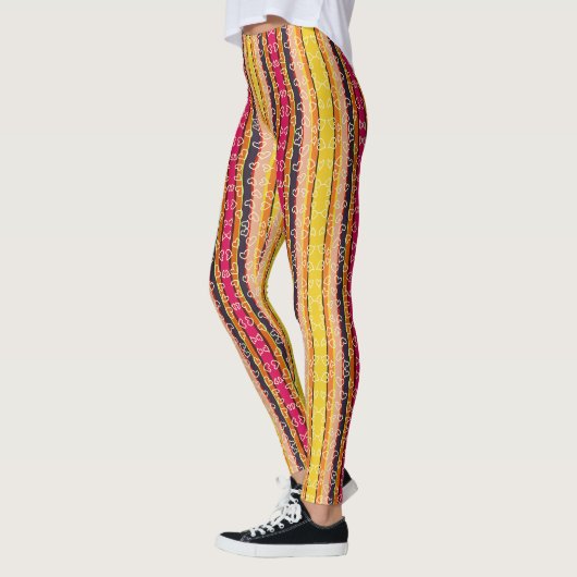 Leggings Rayures Rétro et Cœurs Multi Couleurs (Gauche)