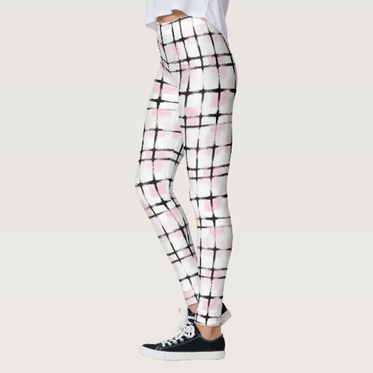 Leggings Rayures Rose Blanc Noir (Gauche)