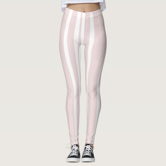 Leggings rayures rose et blanche (Devant)
