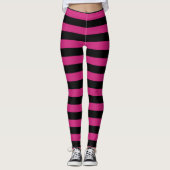 Leggings Rayures rose vif et noir. (Devant)