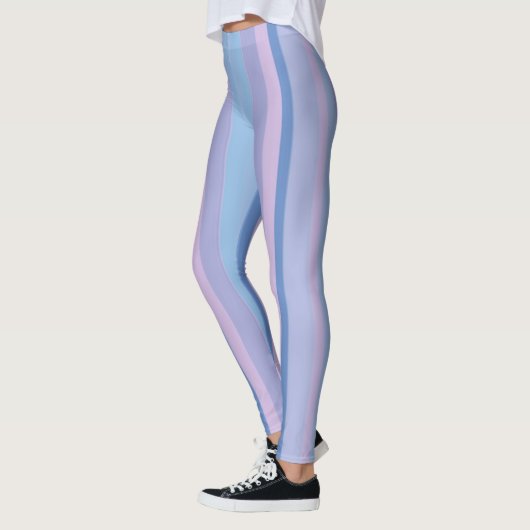 Leggings Rayures rose violet et bleu (Gauche)