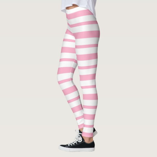 Leggings Rayures roses et blanches épaisses et minces (Gauche)