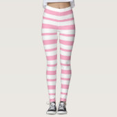 Leggings Rayures roses et blanches épaisses et minces (Devant)