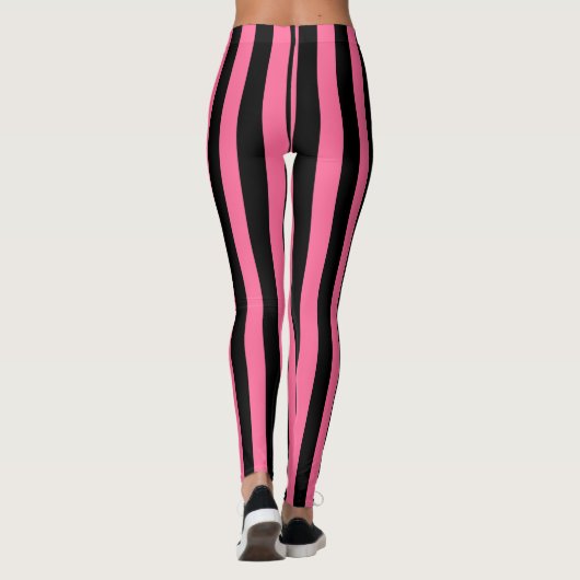 Leggings Rayures roses et noires verticales (Dos)