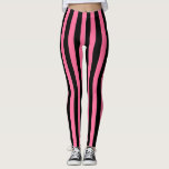 Leggings Rayures roses et noires verticales<br><div class="desc">Art numérique abstrait des rayures roses et noires verticales</div>