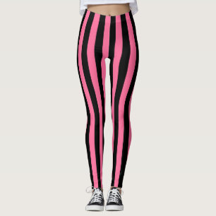Leggings Rayures roses et noires verticales