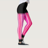 Leggings Rayures roses et pourpres Girly + Régions noires (Droite)
