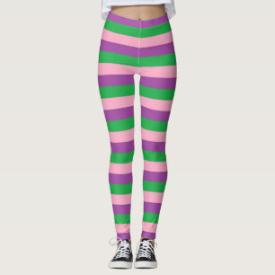 Leggings Rayures roses, pourpres et vertes