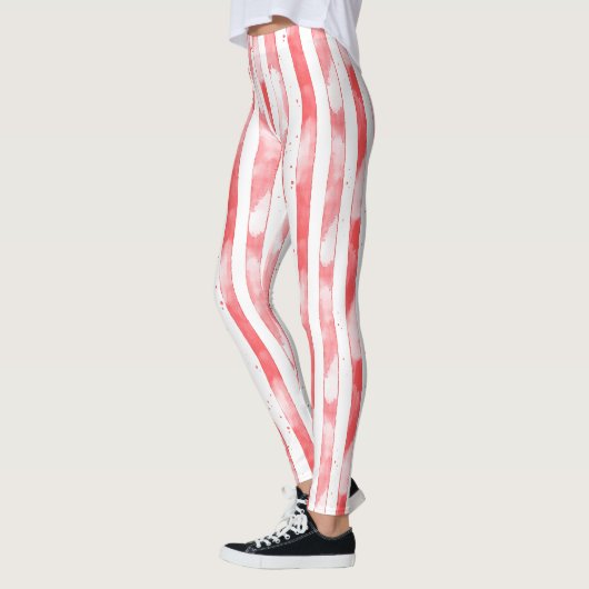Leggings Rayures Rouges Blanches Points Noël (Gauche)