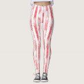 Leggings Rayures Rouges Blanches Points Noël (Devant)