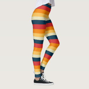 Leggings rayures rouges, bleues, orange et jaunes