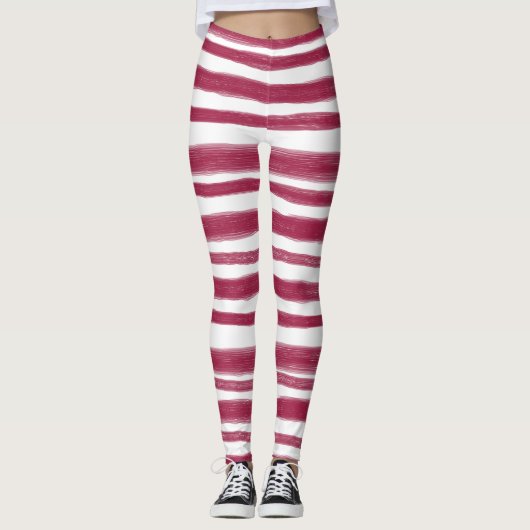 Leggings Rayures rouges Bordeaux (Devant)