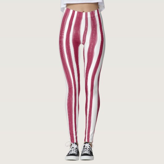 Leggings Rayures rouges Bordeaux (Devant)