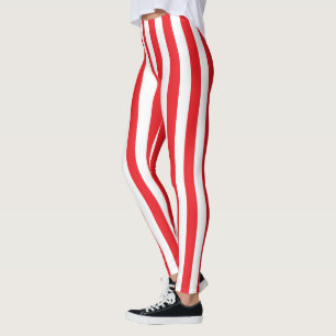 Leggings Rayures rouges et blanches verticales