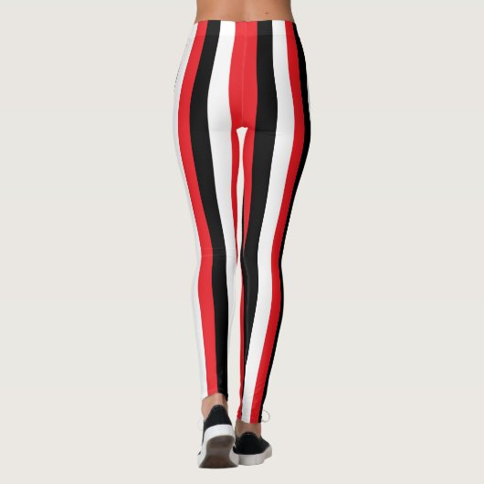 Leggings Rayures rouges et noires et blanches verticales (Dos)