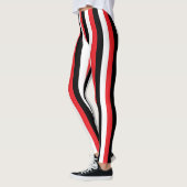 Leggings Rayures rouges et noires et blanches verticales (Gauche)