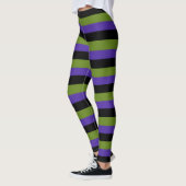 Leggings Rayures sorcières noir violet vert Halloween (Gauche)