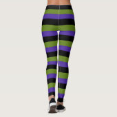 Leggings Rayures sorcières noir violet vert Halloween (Dos)