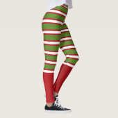 Leggings Rayures superposées vertes rouges et blanches Fête (Droite)