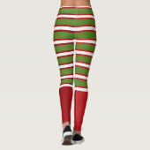 Leggings Rayures superposées vertes rouges et blanches Fête (Dos)