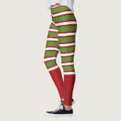 Leggings Rayures superposées vertes rouges et blanches Fête (Gauche)