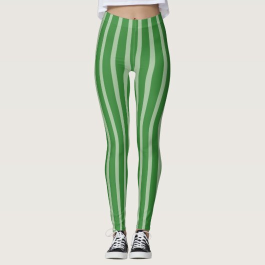 Leggings Rayures vert clair et vert foncé (Devant)