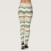 Leggings Rayures Vert Crème Marron (Dos)