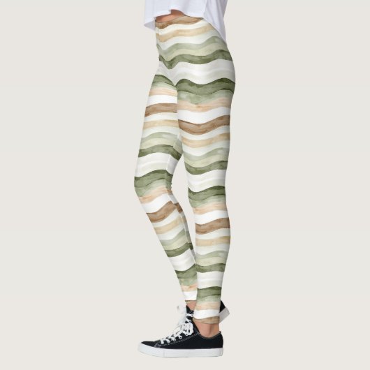 Leggings Rayures Vert Crème Marron (Gauche)