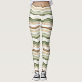Leggings Rayures Vert Crème Marron (Devant)