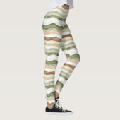 Leggings Rayures Vert Crème Marron (Droite)