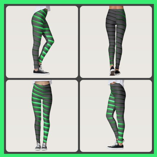 Leggings Rayures vertes et noires vibrantes