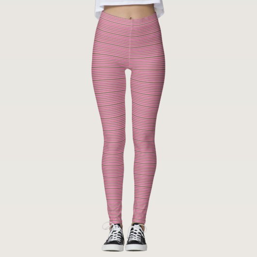 Leggings Rayures Vertes et Roses (Devant)