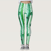 Leggings Rayures verticales blanches vertes classiques avec (Devant)