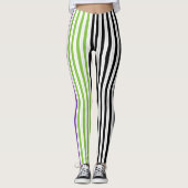 Leggings Rayures Violet Vert Noir (Devant)