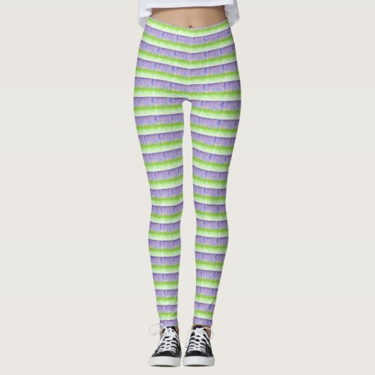 Leggings Rayures violettes et vertes (Devant)