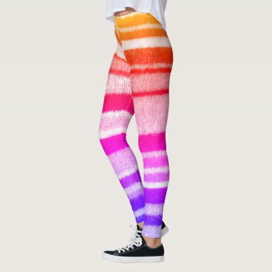 Leggings rayures vives de couleurs vives rayées chic tricot (Gauche)